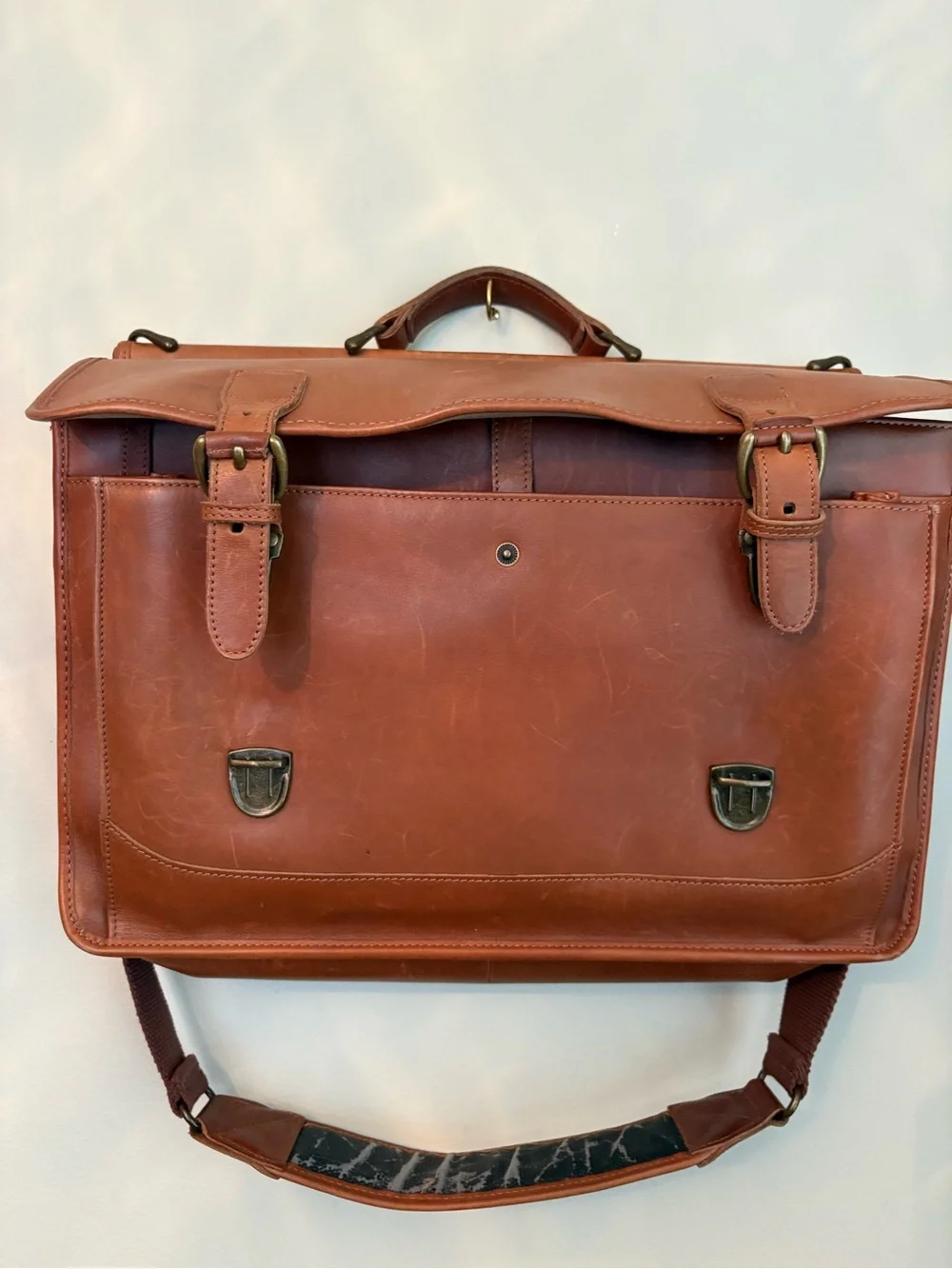 L.L. BEAN Leather Messenger Satchel Bag in Brown -